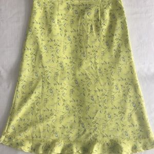 Vintage Express Green Floral Skirt Size 1/2